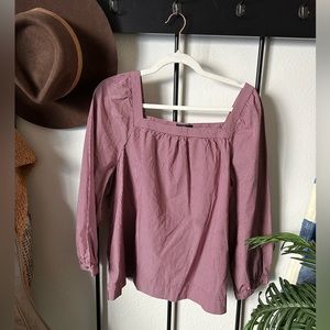 J. Crew plaid square neck cotton puff sleeve cottagecore blouse top shirt